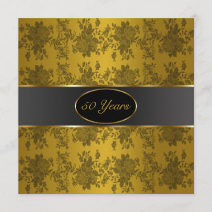 Gold Roses 50th Golden Wedding Anniversary Invitation