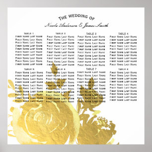 Gold Roses Faux Foil Elegant Modern Floral Seating Poster