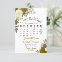 Gold Roses Floral Elegant Boho Wedding Calendar