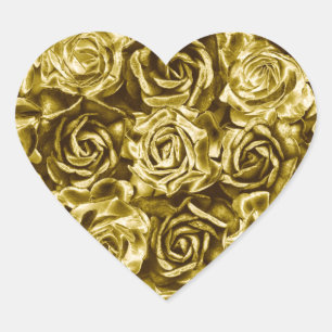 Gold roses heart sticker