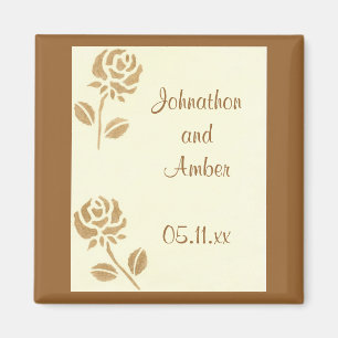 Gold Roses Save the date Wedding Magnets