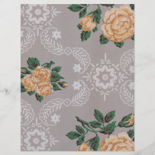 Gold Roses Vintage Wallpaper Scrapbook Paper