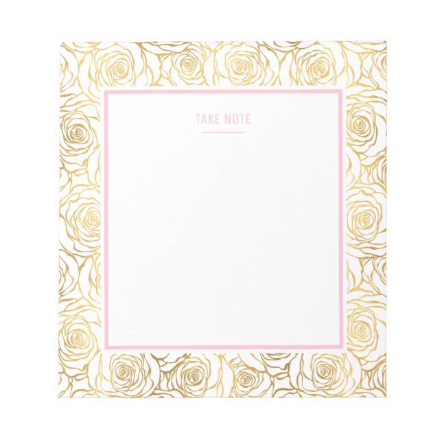 Gold Roses with Pink Notepad (Front)