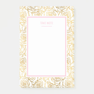 Gold Roses with Pink Post-it Notes