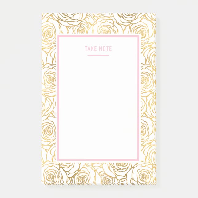 Gold Roses with Pink Post-it Notes (Front)