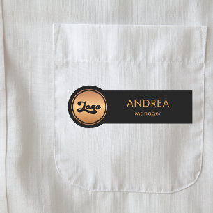 Gold Round Circle Logo Professional Name & Title   Tag