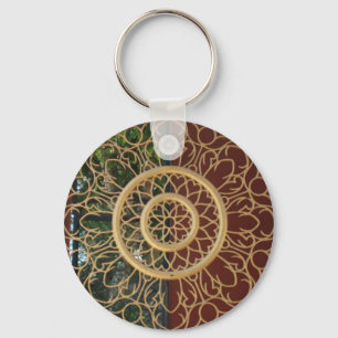 gold round design key ring