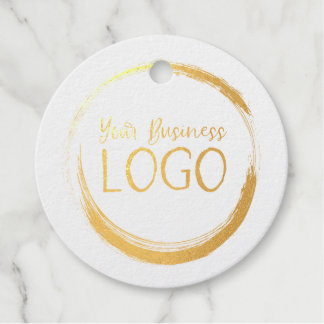 Gold Round Logo Image Favour Tags