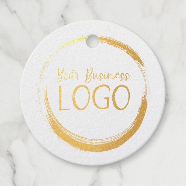 Gold Round Logo Image Favour Tags (Front)