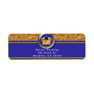 Gold & Royal Blue Crown Birthday Party Invitation