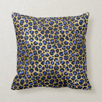 Gold & Royal Blue Glam Leopard Spots Print