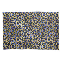 Gold & Royal Blue Glam Leopard Spots Print