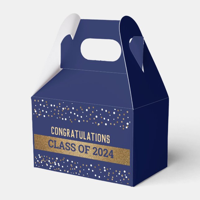 Gold Royal blue Graduate Class of 2024 Favour Box (Front Side)