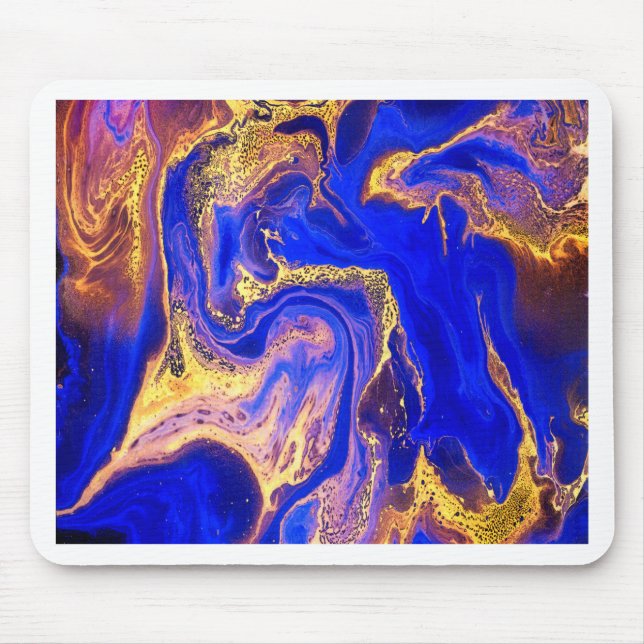 gold, royal blue,marble,natural,swirl,stone,modern mouse mat (Front)