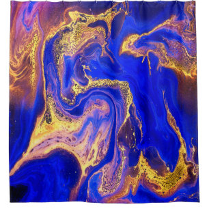 gold, royal blue,marble,natural,swirl,stone,modern shower curtain