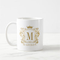 Gold Royal Crest Crown Scrolls Monogram