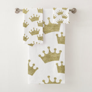 Gold Royal Crowns Fairytale Prince Storybook Bath Towel Set