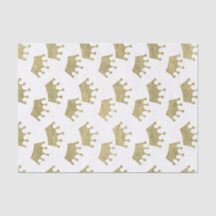 Gold Royal Crowns Fairytale Princess Baby Shower Tissue Paper