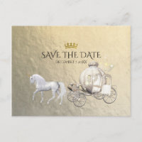 Gold Royal Princess Storybook Carriage Save Date