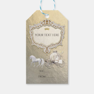 Gold Royal Princess Storybook Carriage & Unicorn Gift Tags