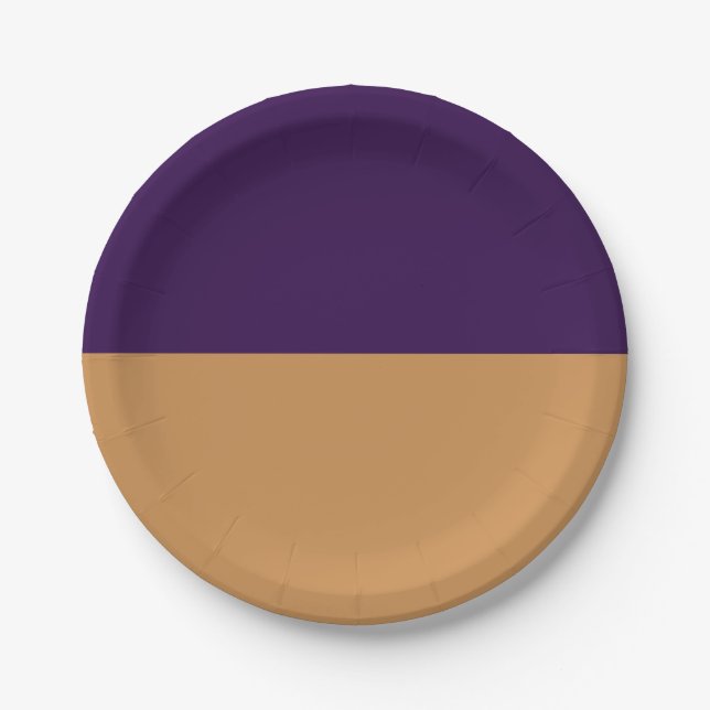 Gold & Royal Purple Stripe Birthday Party Paper Plate (Front)