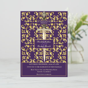 Gold & Royal Purple Wedding Invitation