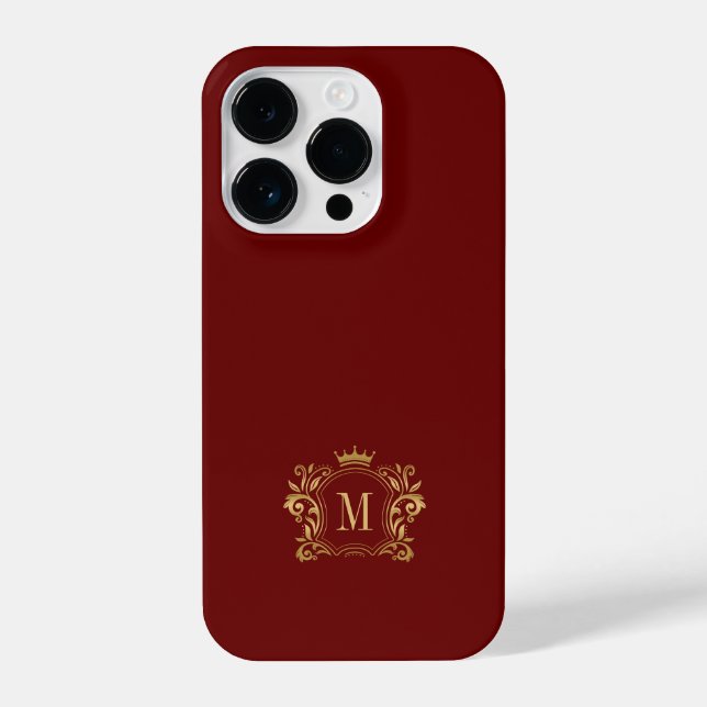 Gold Royal Scrolls and a Crown Monogram iPhone Case (Back)