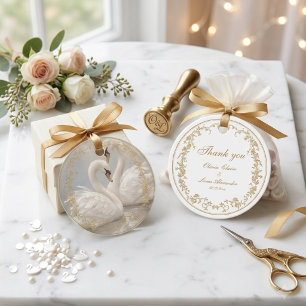 Gold Royal White and Gold Elegant Floral Wedding Favour Tags