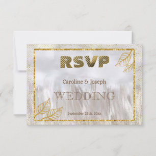 Gold RSVP Glitter Countryside Wedding Card