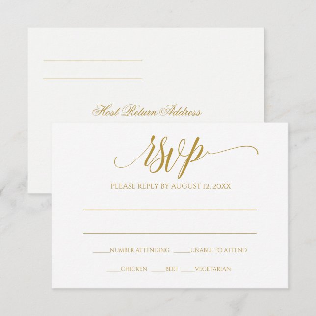Gold RSVP Reply Card | Luxe Calligraphy (Gold) (Front/Back)