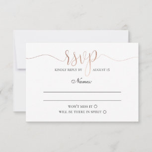 Gold rsvp. Simple modern wedding. Elegant minimal RSVP Card