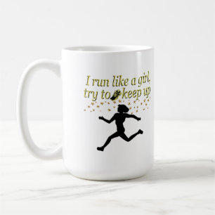 GOLD RUN LIKE A CHAMPION TRACK AND FIELD DESIGN COFFEE MUG