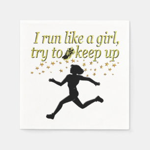 GOLD RUN LIKE A CHAMPION TRACK AND FIELD DESIGN NAPKIN