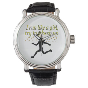 GOLD RUN LIKE A CHAMPION TRACK AND FIELD DESIGN WATCH