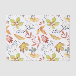Gold Rust Green Autumn Leaves Tissue Paper