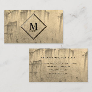 Gold Rust Metallic Texture Monogram Initial Business Card