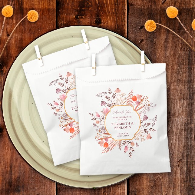 Gold Rustic Boho Chic Wildflower Wedding Thank You Favour Bags (Creator Uploaded)