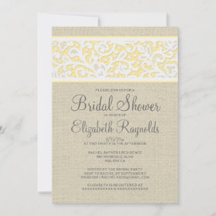 Gold Rustic Burlap Linen Bridal Shower Invitations