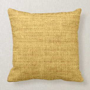 Gold Rustic Burlap Linen Cushion