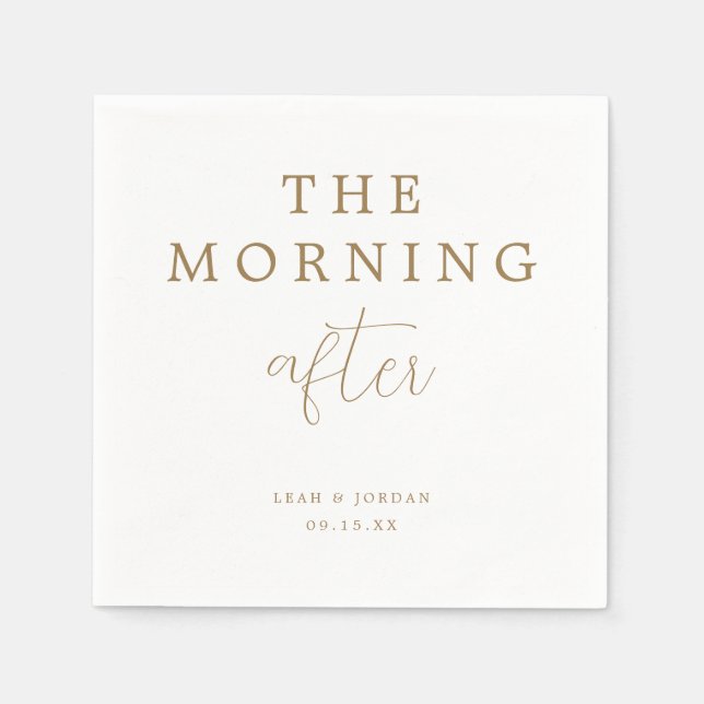Gold Rustic Chic The Morning After Wedding Brunch Napkin (Front)