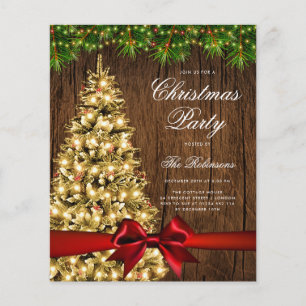 Gold Rustic Christmas Tree Invite Program Menu