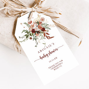 Gold Rustic Colourful Floral Baby Shower Gift Tags