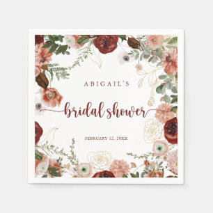 Gold Rustic Colourful Floral Bridal Shower  Napkin
