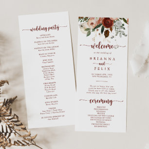 Gold Rustic Colourful Floral Calligraphy Wedding  Programme