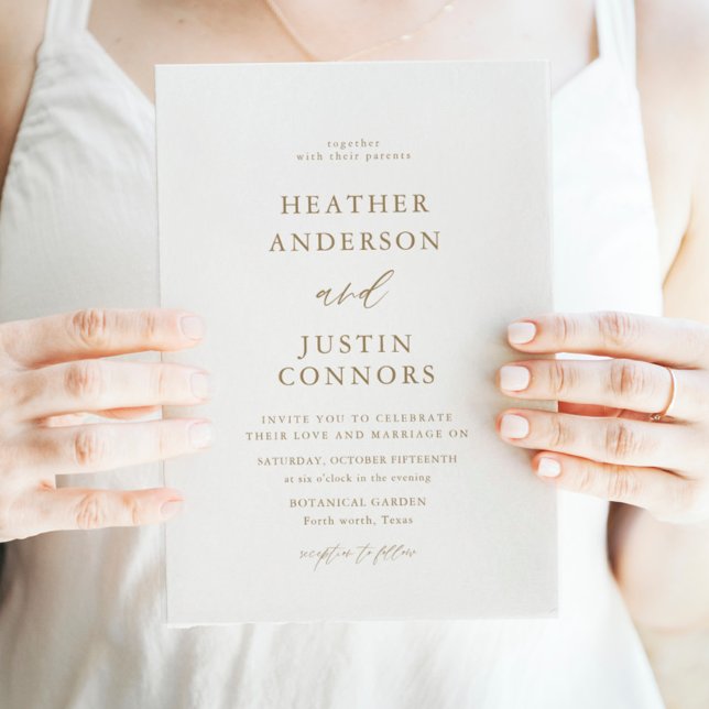 Gold Rustic Elegant Classic Wedding Invitation (Creator Uploaded)
