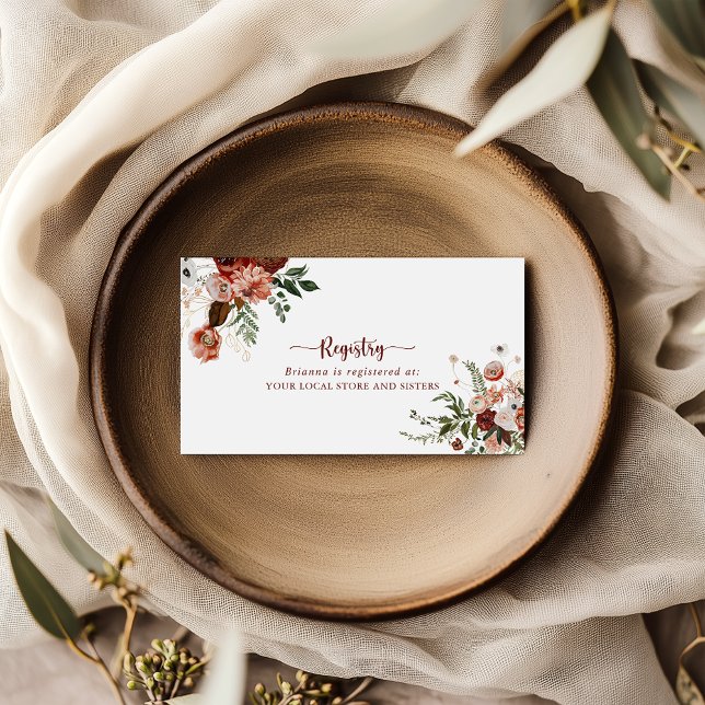 Gold Rustic Floral Wedding Gift Registry   Enclosure Card (Creator Uploaded)