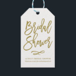 Gold Rustic Hand Lettering Bridal Shower Gift Tag<br><div class="desc">Elegant and rustic Bridal Shower gift tag featuring gold brush modern calligraphy with white leaves pattern. This gift tag is a perfect accent for your party favours. Matching items like invitations and posters are available.</div>