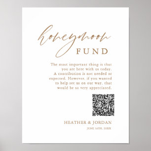 Gold Rustic Honeymoon Fund QR Wishing Well Sign