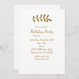 Gold Rustic Leaf Elegant White Fall Invitation