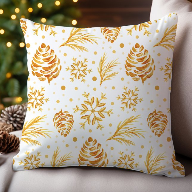 Gold Rustic Pine Christmas Cushion (Creator Uploaded)